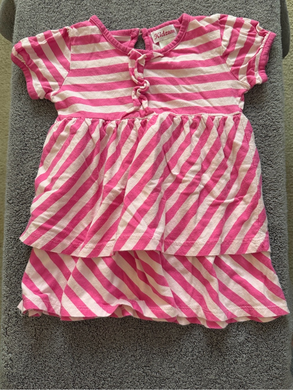 Zane Pink and White Striped Tiered Tee Dress